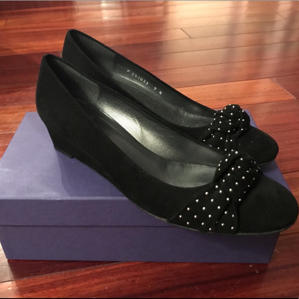 Stuart Weitzman Dotsun Black Suede Studded Knot W… - image 4